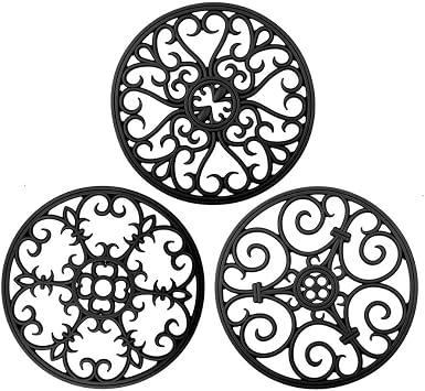 Trivets for Hot Dishes, Silicone Trivets for Hot Pots and Pans, Non Slip Heat Resistant Hot Pads for Kitchen, Pot Holders, Teapot Coaster Black