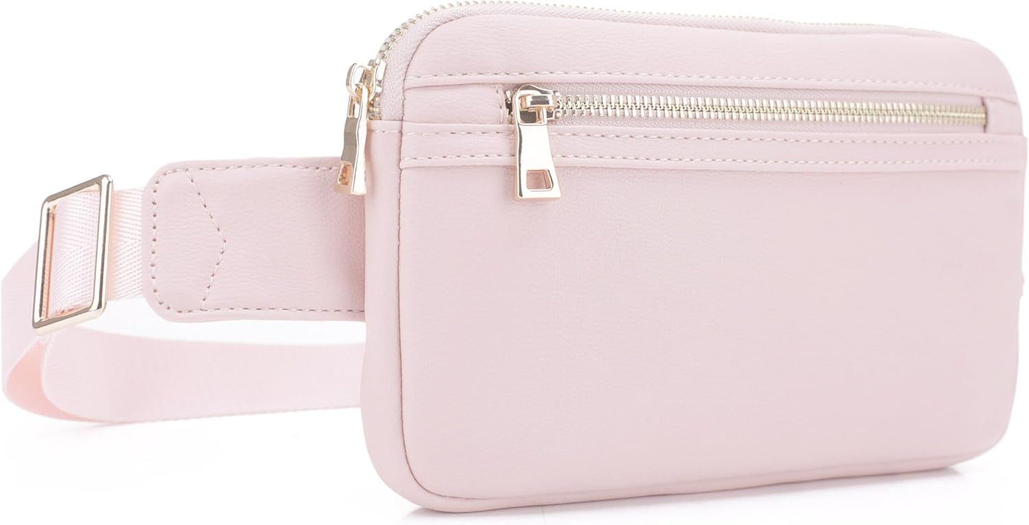 LOVESOME Vegan Leather Everywhere Fashion Waist Bag Fanny Pack Crossbody Bag Belt Bag Sling Bag with Adjustable Strap for Women (Blush)