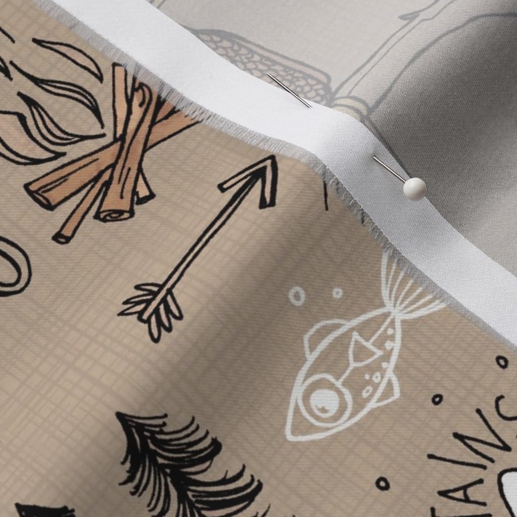 Spoonflower Fabric - Colorado Brown Bear Nature Fish Bird Mountains Printed on Organic Cotton Sateen Fabric by The Yard - Sewing Quilting Apparel Home Decor