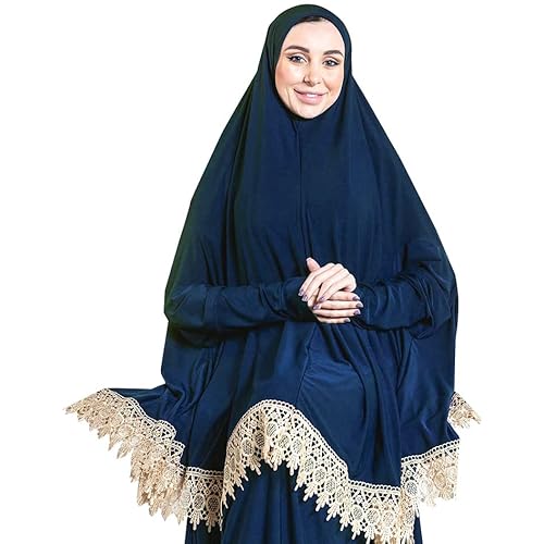 Women's Prayer Dress 2 Pieces Lycra Solid Color Plus Long Sleeve | One-Size | Hijab Abaya Suit