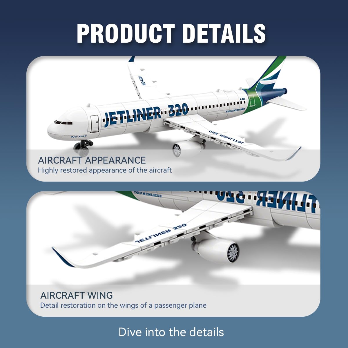 DAHONPA Airbus A320 Building Blocks Set, 129 Pieces Airplane
