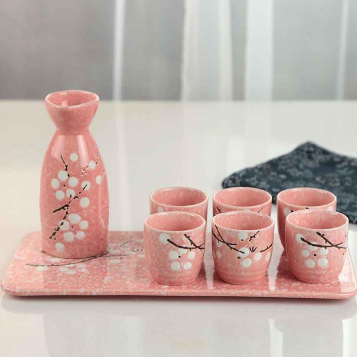 SHINEOFI Ensemble de Tasses à Saké Design Chic et Sûr en Céramique Pot Chaud Rose pour Bar et Culture Japonaise Saké