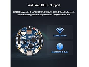 Waveshare ESP32-S3 1.46inch Round Display Development Board, 412×412