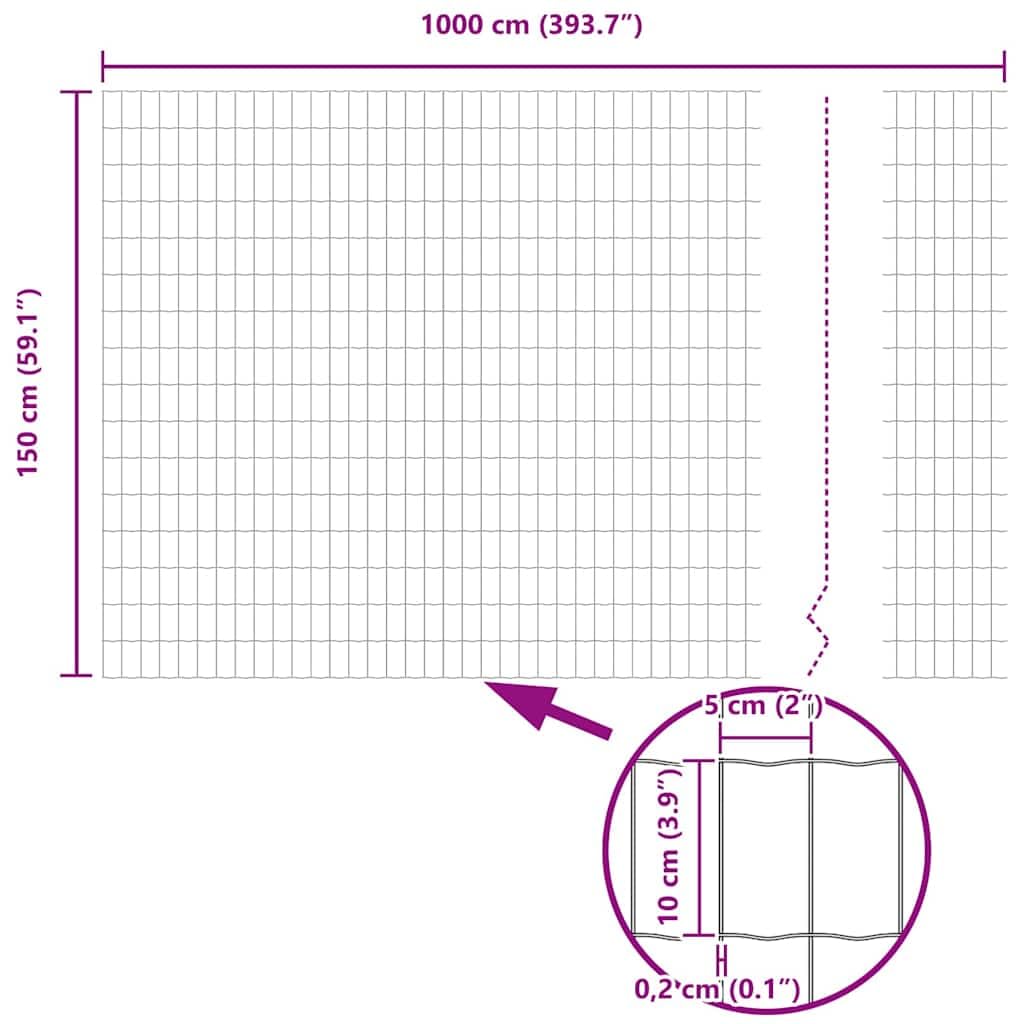 Ogrodzenie euro, szare, 1,5 x 10 m, żelazo powlekane PCW, wytrzymałe ogrodzenie ogrodowe do użytku na zewnątrz, bariera dla zwierząt, łatwy montaż bez kopania
