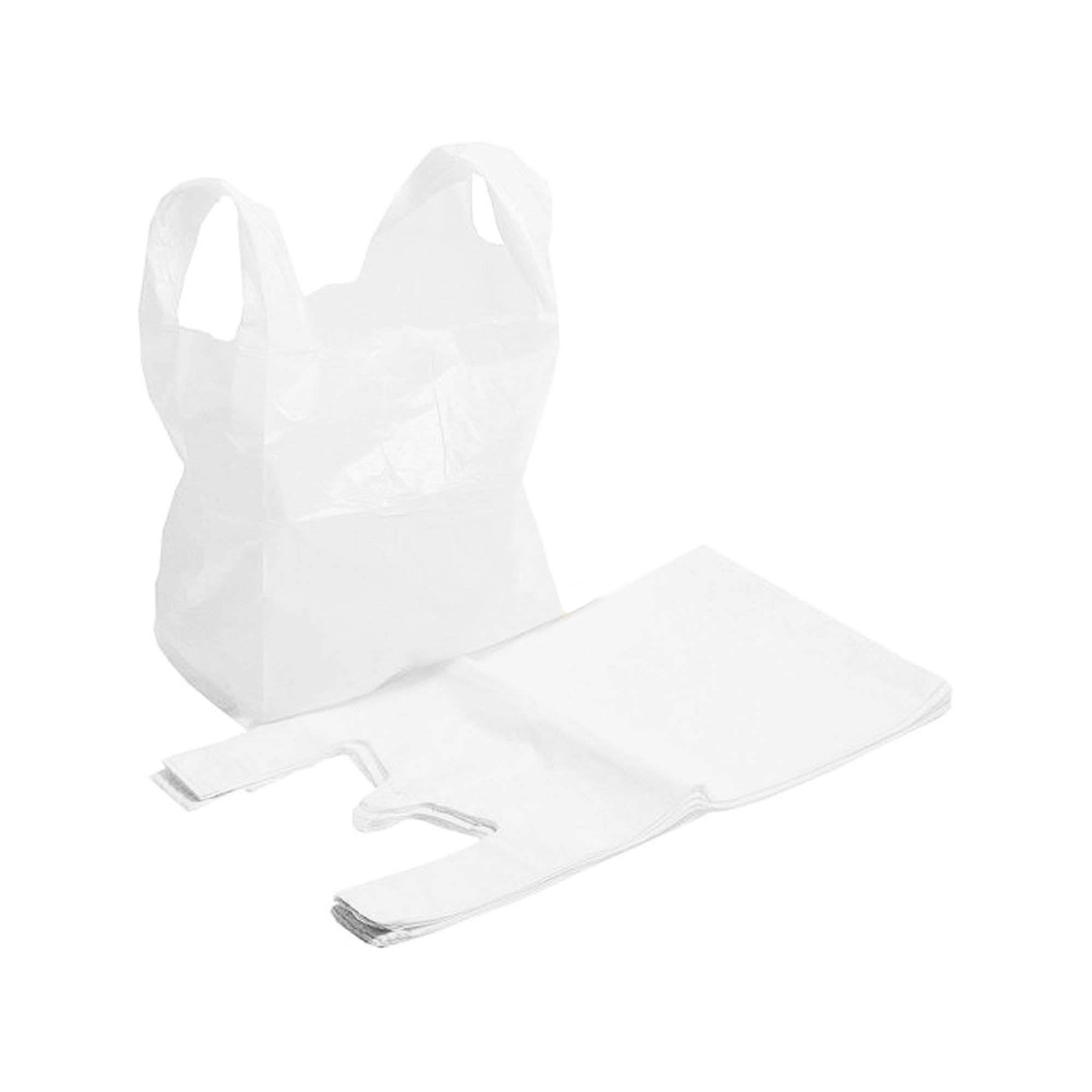 Star Supplies White Plastic 11X17x21" Reusable Vest Style Shopping Retail Strong Polythene Carrier Bags (100 Carrier Bags)