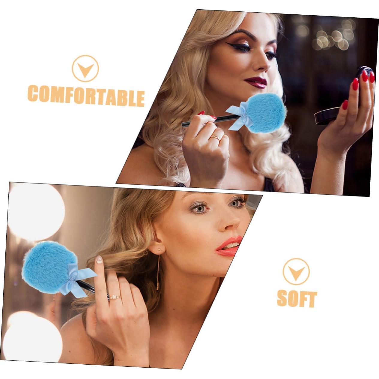 HAPINARY Beauty Sponges for Makeup Dusting Soft Powder Puff Long Handle Multipurpose for Face Body