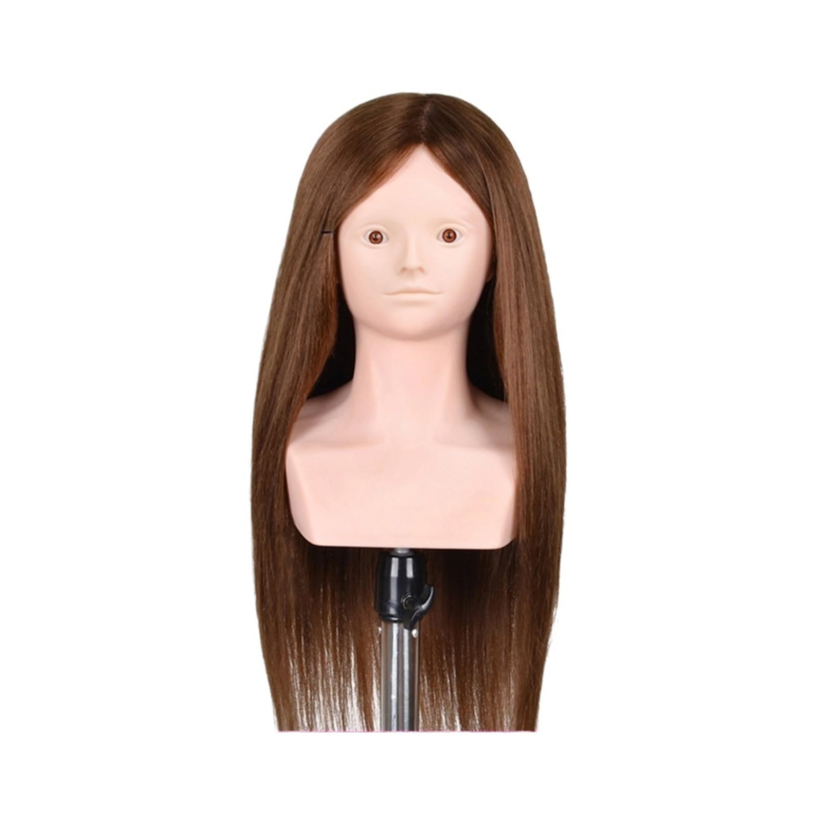 Training Mannequin Head Wig with Shoulder 24'' 80%Real Hair Hairstyles Hairdresser Practice Traning Braiding(80Real Hair Brown-)