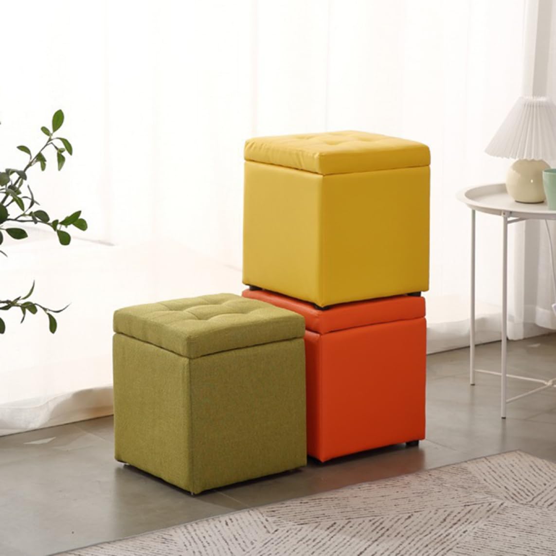 Amazon｜THLD キューブスツール 収納付 オレンジ1 30*30*35cm 1人用
