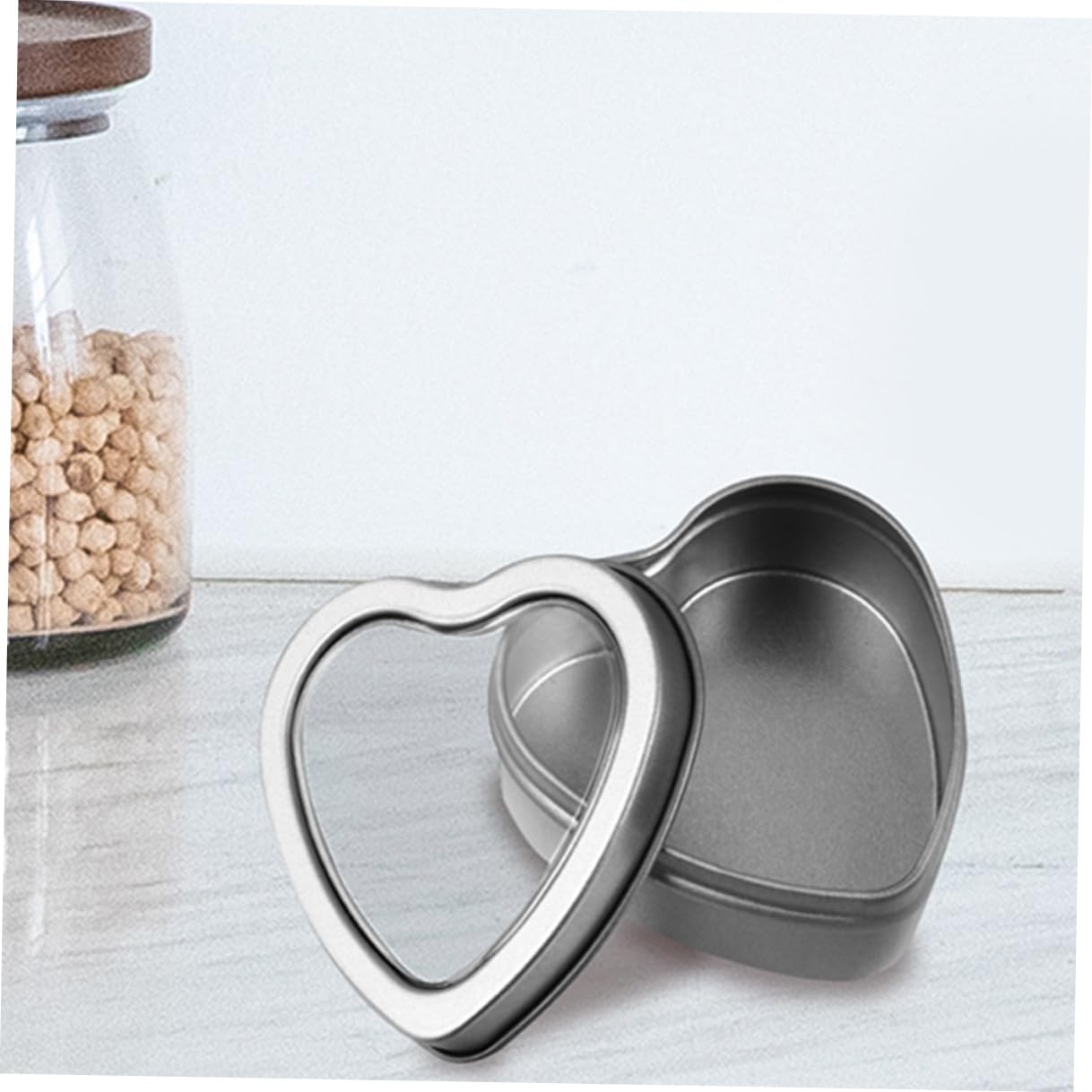 24 Pezzi Scatoline Portaconfetti in Latta a Forma di Cuore Argento Finestra Trasparente Contenitori Creativi per Cucito e Conservazione