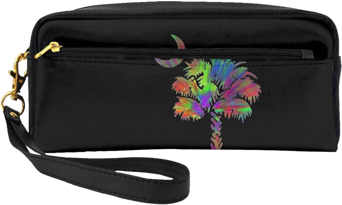 Makeup Bag Pouch Palmetto Tree Tie Dye Cosmetic Bag Travel Organizer Leather Storage Bag For Women