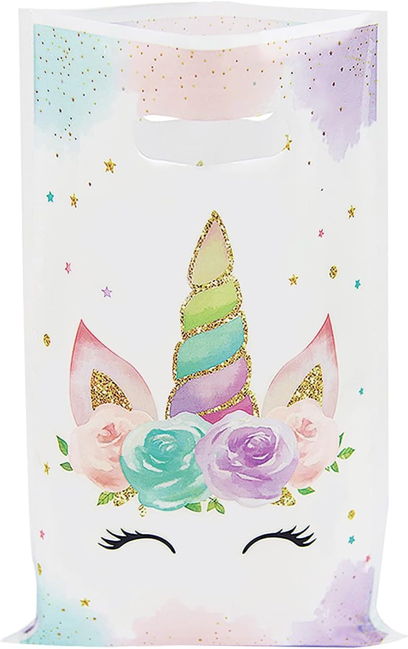 DaiUni 30 PCS Unicorns Goodie Bags Party Favor Bags with Handles for Kids Birthday