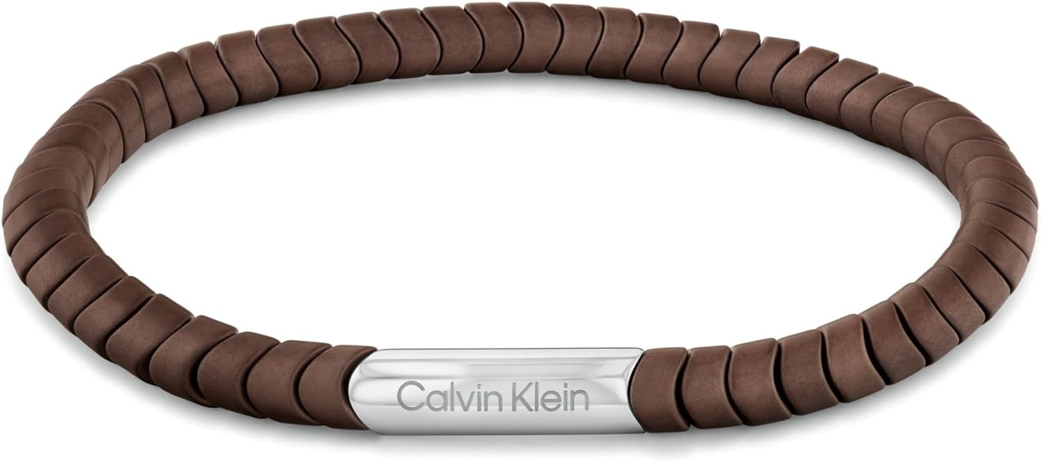 Calvin Klein Men’s Intuitive Connection Bracelet, Stainless Steel with Hematite, Logo Accent Beads for Effortless Style - Modern Statement Accessory - Gift for Him