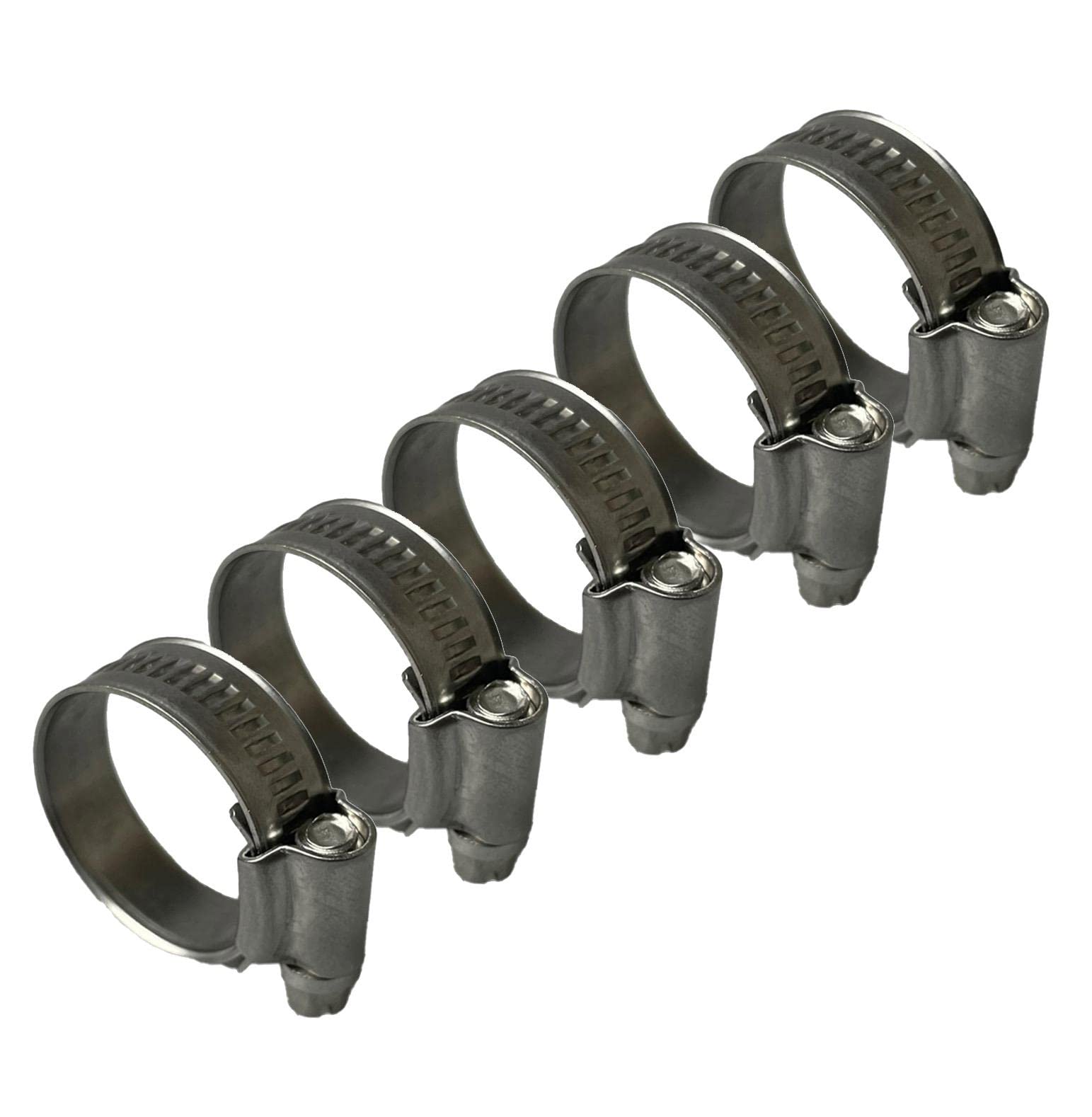On1shelf White Stainless Steel British Type Hose Clamp 35-50Mm X5