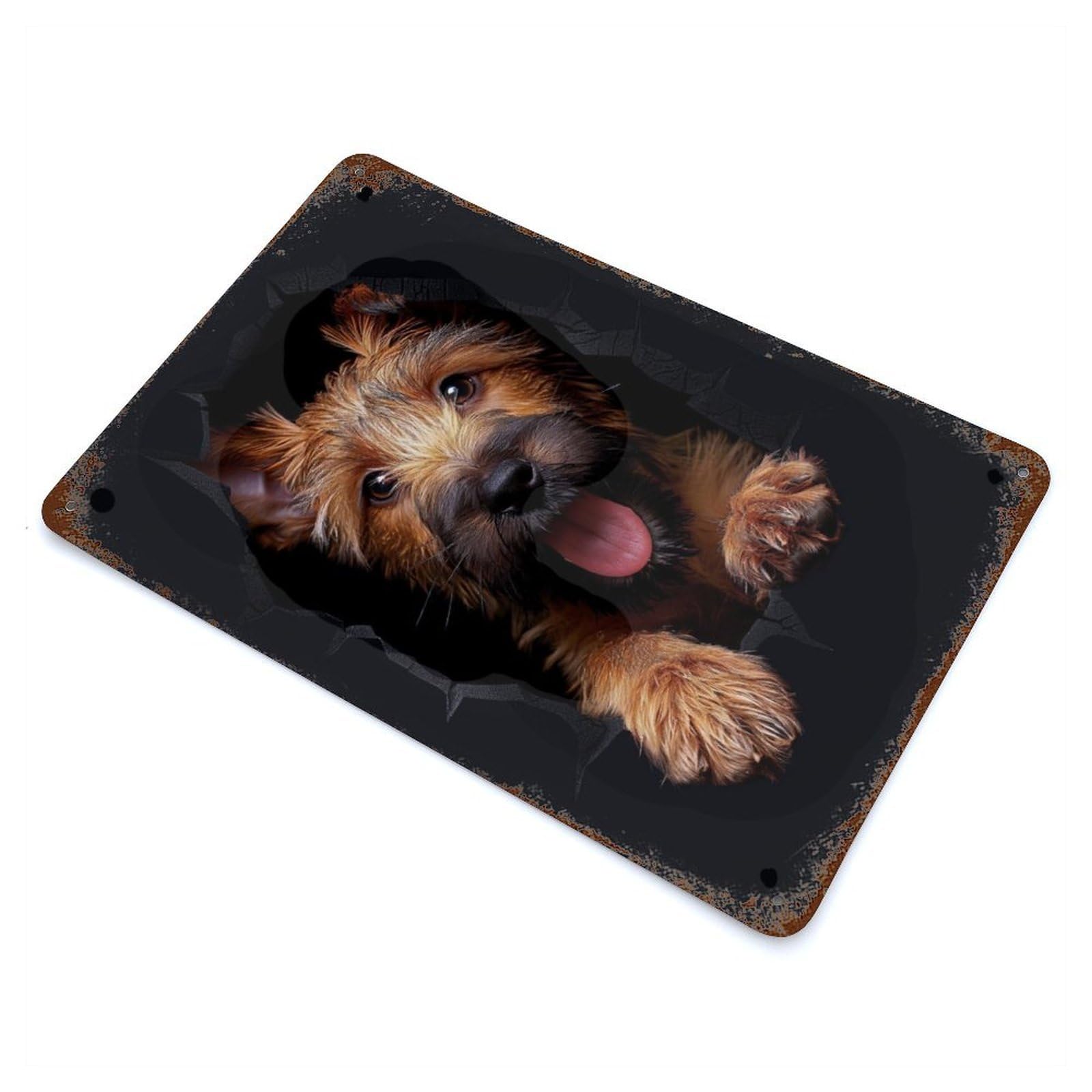 Irish Terrier Vintage Wall Sign 11.8"x7.9", Rust Effect Metal Decor for Cafe, Home Bar And Lounge Decor
