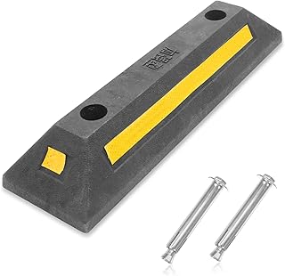 DOITOOL Rolha de borracha para estacionamento, rolha de borracha para estacionamento, parques de estacionamento de garagem, com fita refletiva, para roda de garagem, piso preto