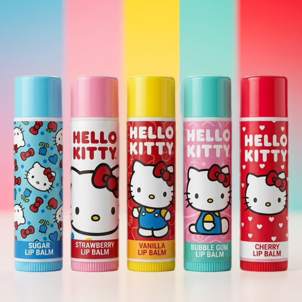 Hello Kitty Lot de 5 baumes à lèvres