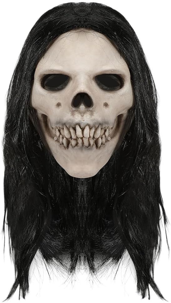 Ciieeo Ghost Skull Mask: Halloween Skeleton Mask Detailed Latex Skull Headgear with Moving Jaw for Cosplay Horror Parties and Haunted House Adventures