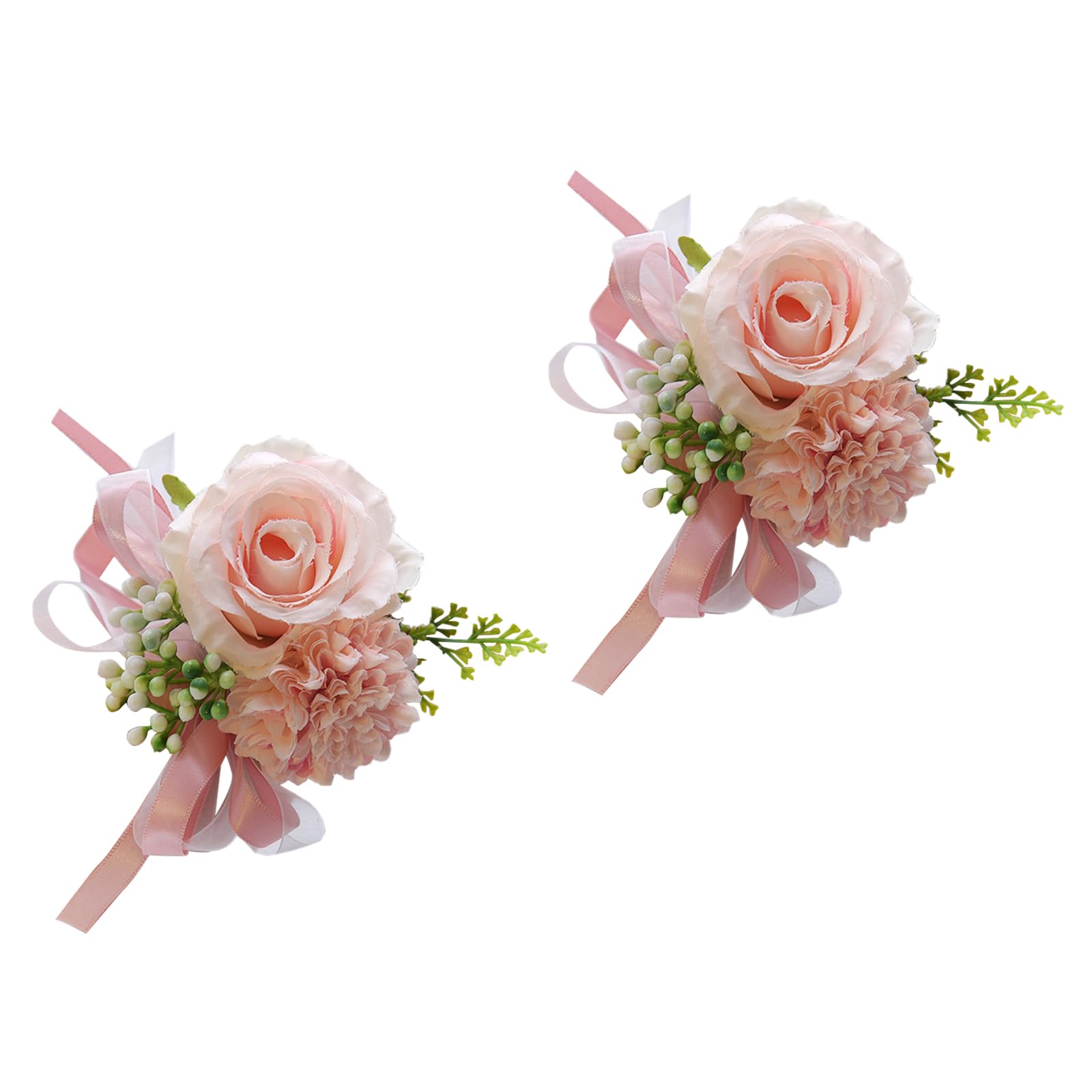 OSNIYAW 2Pcs Rose Corsages Wristband for Wedding Bridesmaid Bridal Showers, Rose Wrist Corsages for Ceremony Anniversary Proms Bridesmaid Boutonnieres