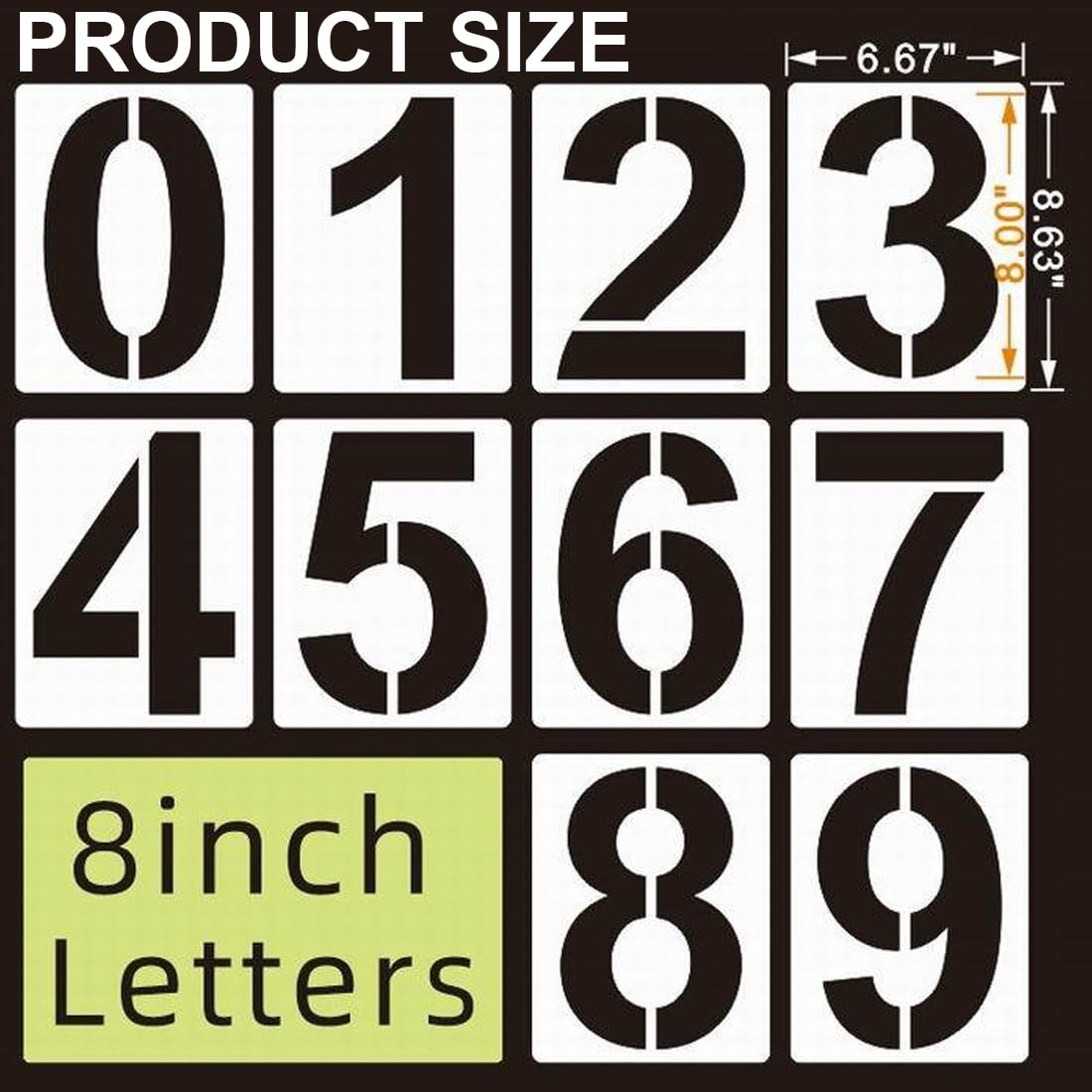 Stencil Numeri Grandi 0-9 Riutilizzabili - 10 Pezzi Per Pittura Su Pareti, Legno E Strade - Foto 6
