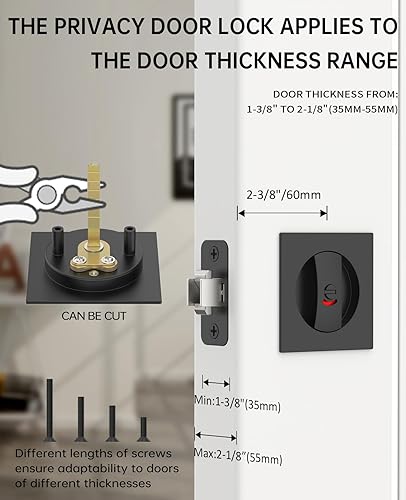 Miniatura 6 de Asidrama ZR20-4 - Cerradura de puerta de bolsillo negro mate con indicadores de color cuadrado