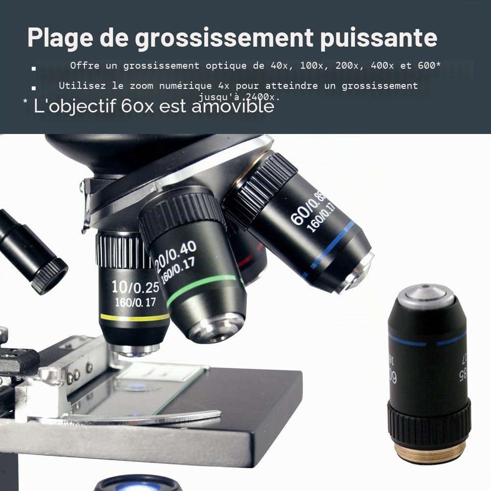 Celestron 44348 Microscope numérique PentaView à écran LCD, grossissement 40x-60x, noir/argenté