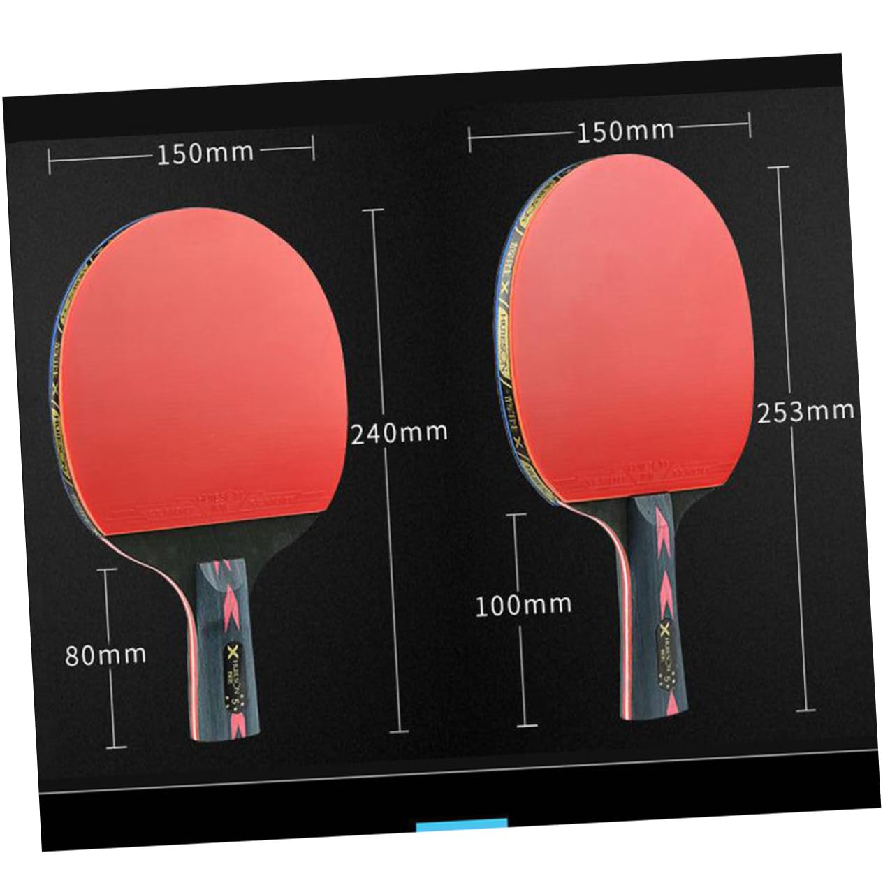 BESPORTBLE Table Tennis Racket Set 2pcs 5 Star Carbon Fiber Paddles Double-Sided Pimples Teen Junior Player Horizontal Grip