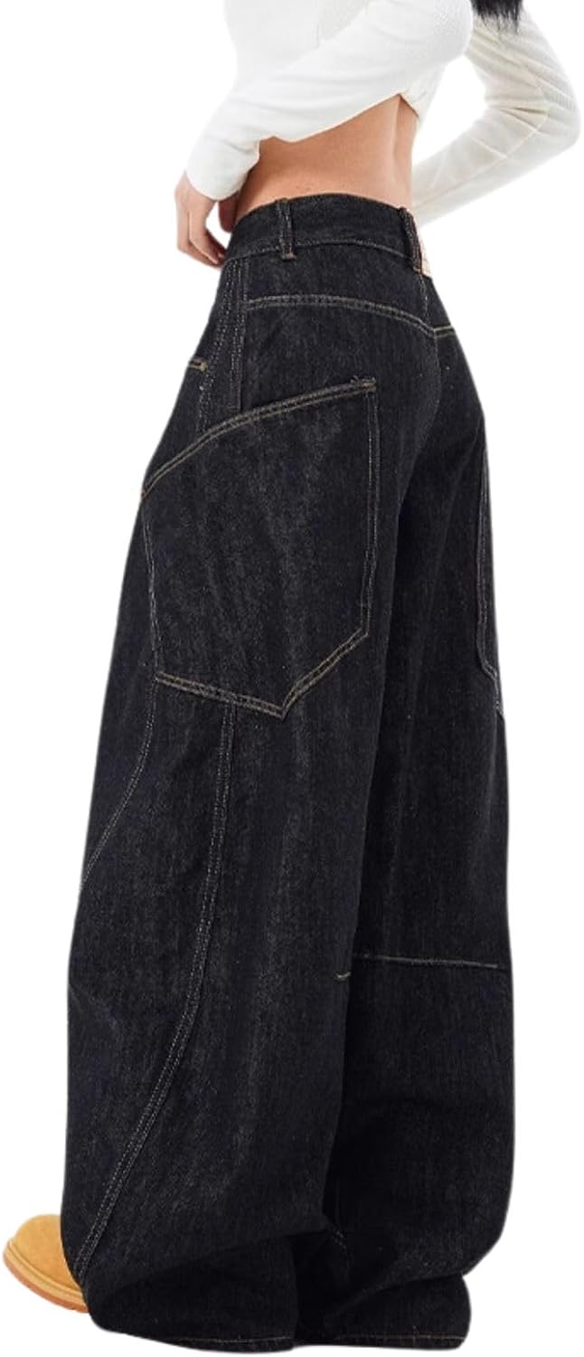 Baggy Jeans for Woman Men High Waisted Barrel Leg Jeans Casual Loose Denim Pants Streetwear Clothes - Image 2