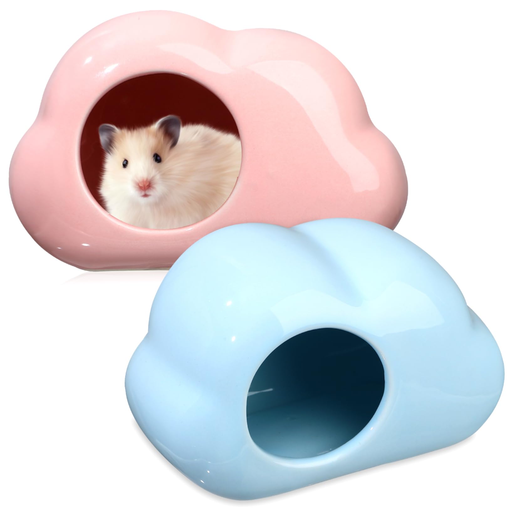 2 Stück Keramik Hamsternest in Wolkenform für Hamster