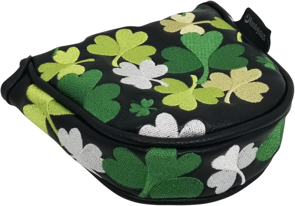Shamrocks All-Over Embroidered Mallet Putter Cover by ReadyGOLF