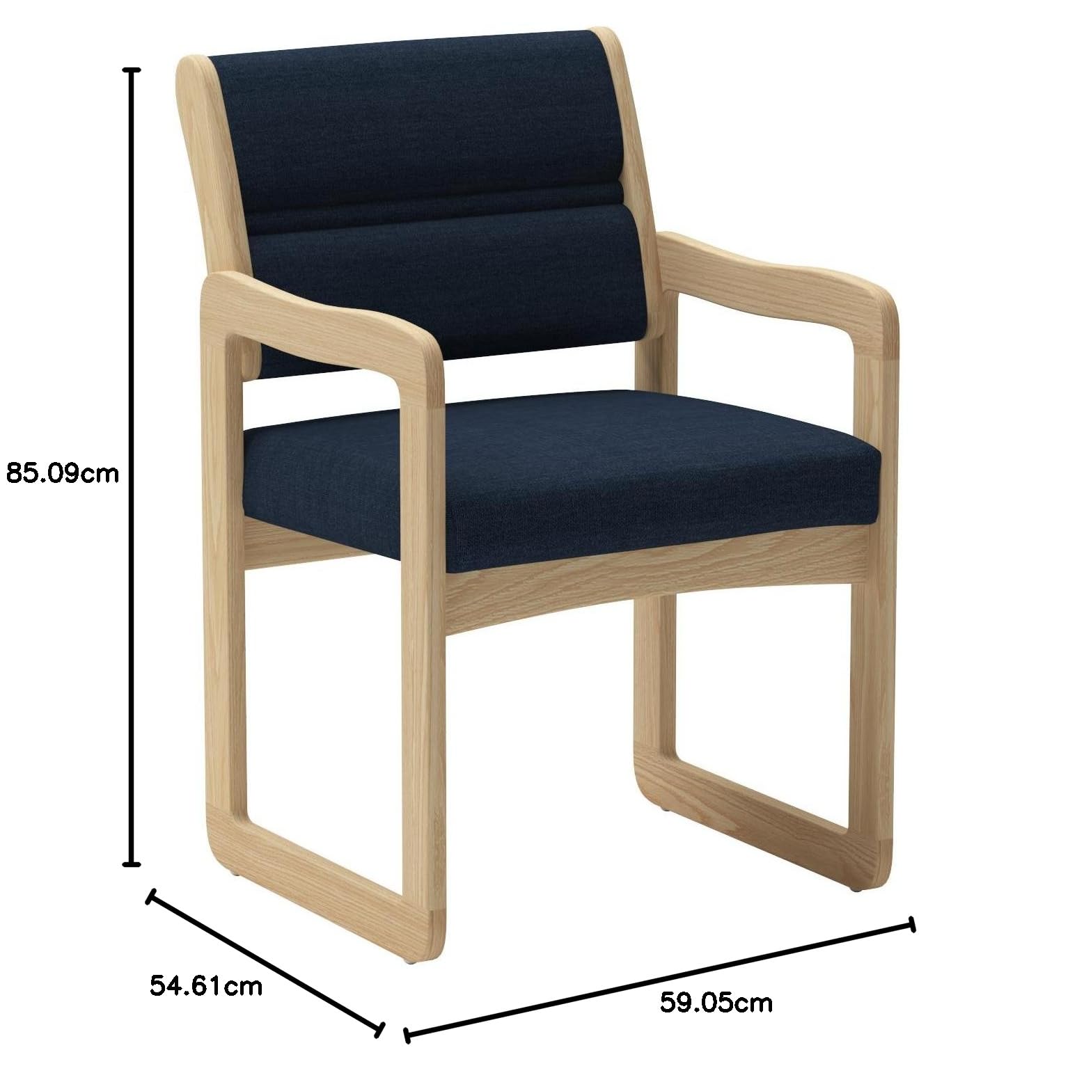 Dakota Wave Valley Sled Base Reception Chair In Medium Oak Powder Blue Standard Powder Blue Standard