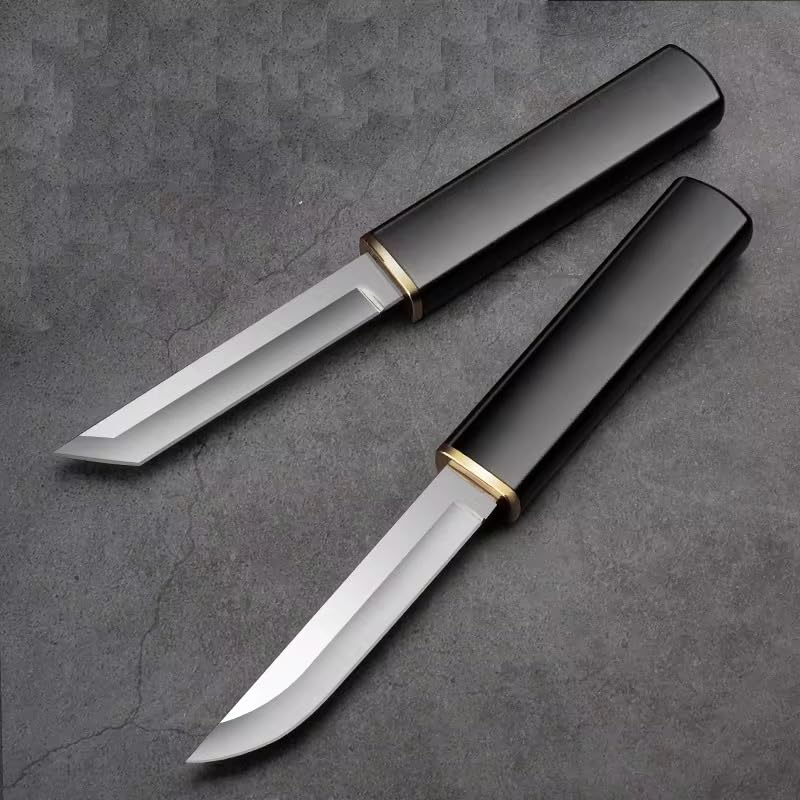 Image of Wizbiz 2-in-1 Dual Blade Kitchen Knife D2 Steel Sharp Blade with Sheath - Ebony Handle Stainless Steel Multipurpose Knife Perfect for Fruit Vegetable Cutting, Gifting