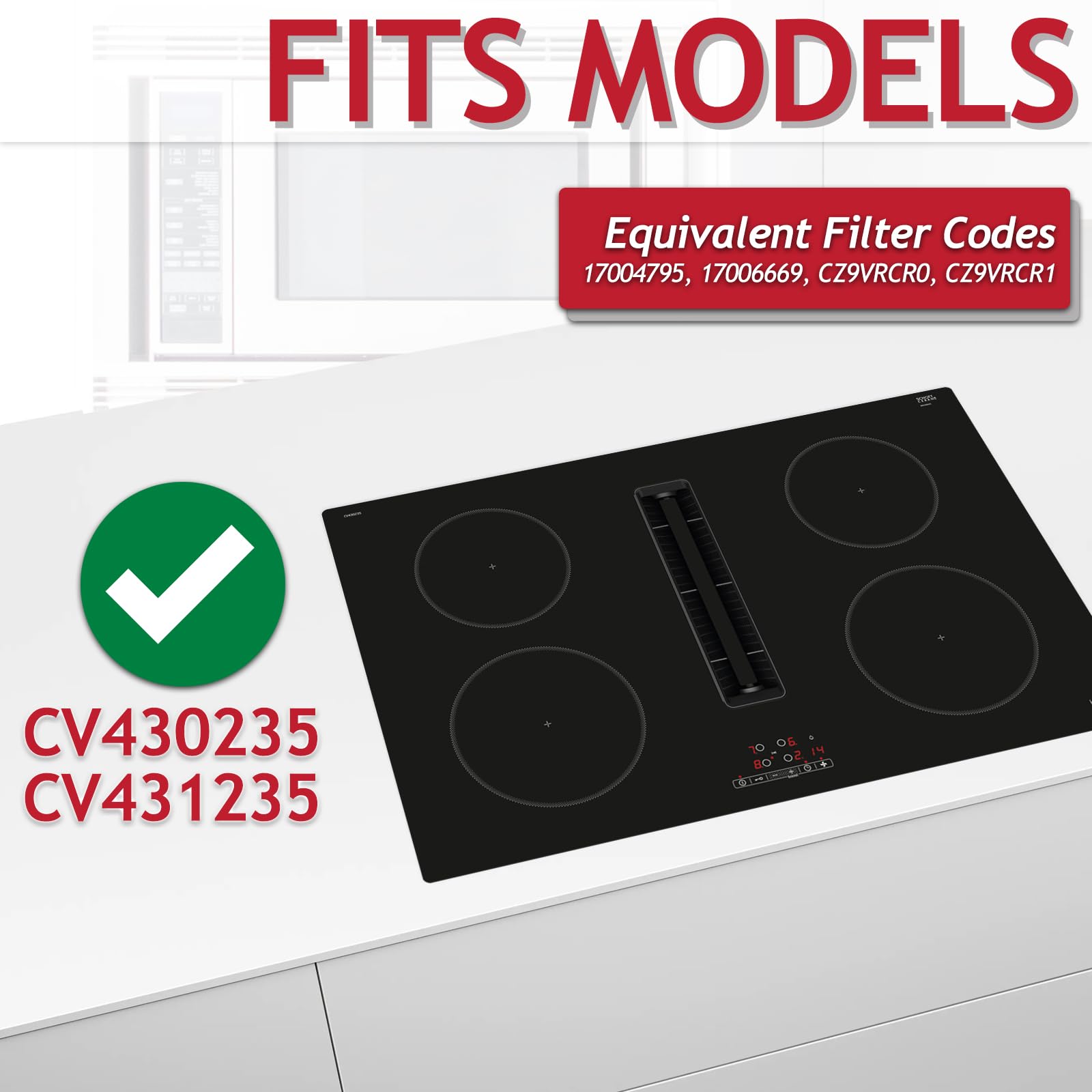 SPARES2GO FILTRE CHARBON ACTIF POUR HOTTE Constructa CV430235 CV431235 (lot de 4)