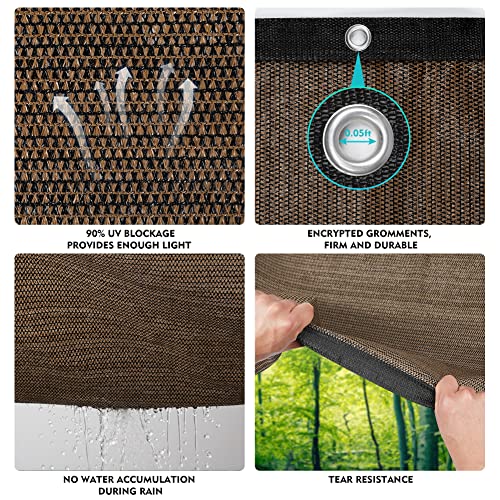 Emerit 90% Shade Cloth Sun Shade Fabric Privacy Screen Shade Cover For Patio Garden Pergola Shade Cover Canopy With Gromments(Mocha, 8X12 Ft) #TOP4