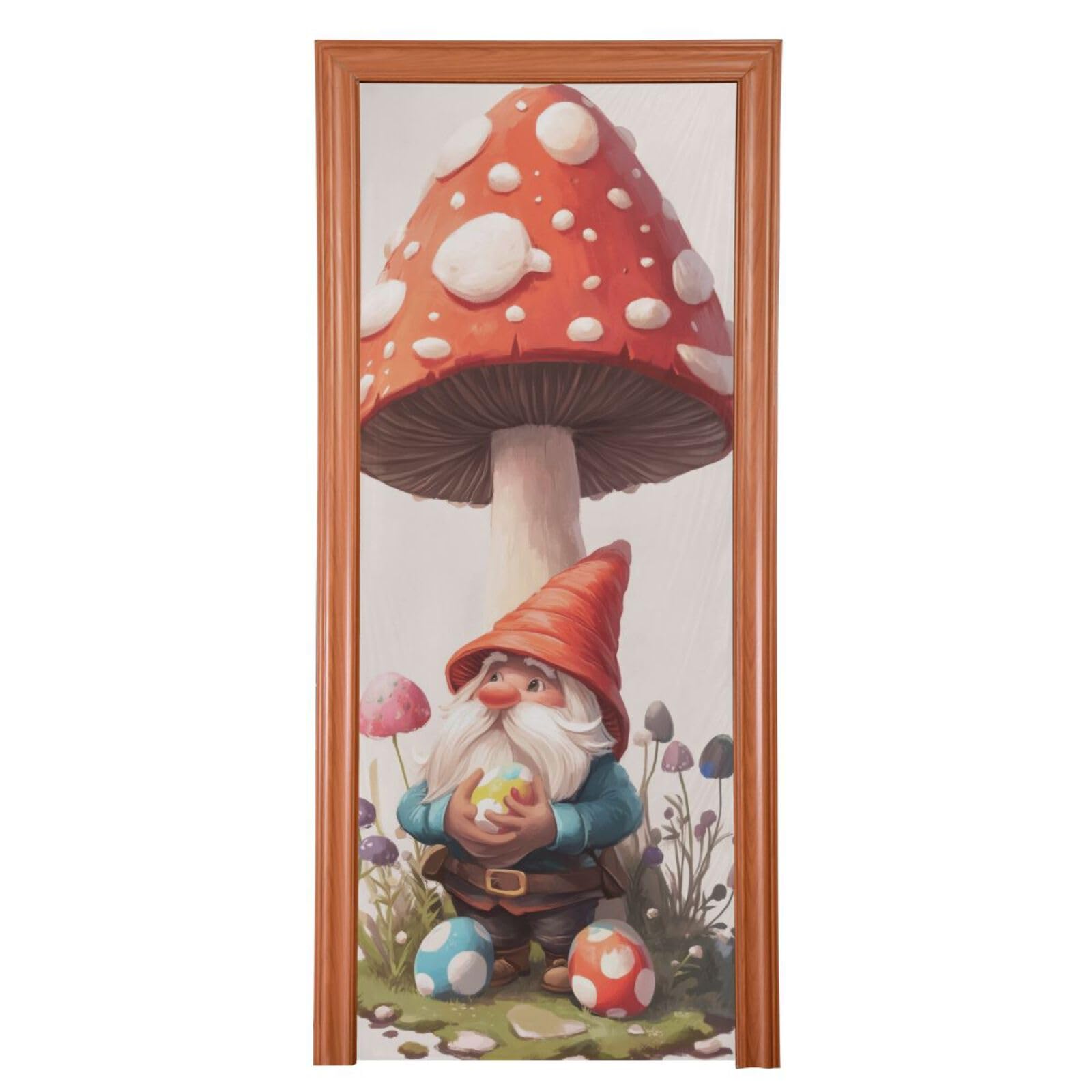FLildon Easter Gnome Under Mushroom Door Cover Decoration, Party Accessory Porch Decor for Festive Ornament Room Door Covers 35 x 79 Inch