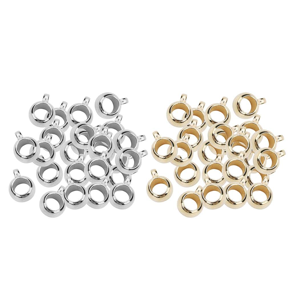 TRENDIVIBE 200Pcs Large Hole Bails Spacer Beads Fit European Charms Jewelry Gold Silver-image-26