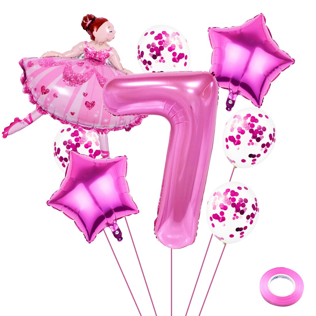 Geviro - Confezione da 7 nastri arricciati metallici per palloncini, per