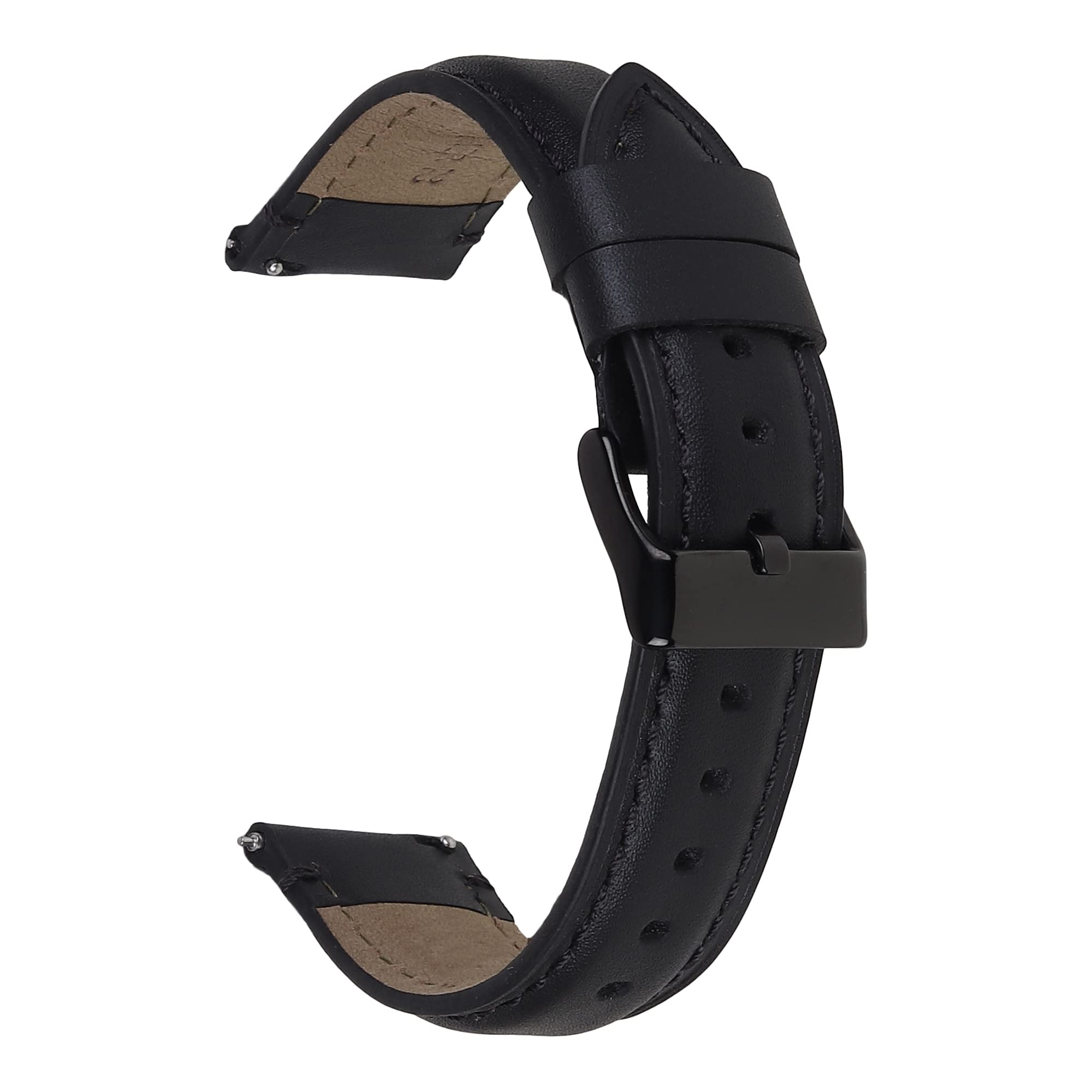 Genuine Leather Quick Release Black Watch Strap Compatible With Fossil,Casio,Titan,Etc WIth Standard Lug Size 20 mm (857502002) (B0C4FN5611) Amazon Price History, Amazon Price Tracker