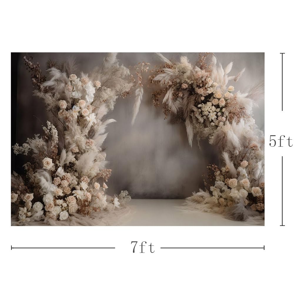MEHOFOND Toile De Fond Bohème Rétro Floral Pampa 3x2,1m – Idéal Pour Mariage, Anniversaire, Photobooth Et Séances Photo Bébé