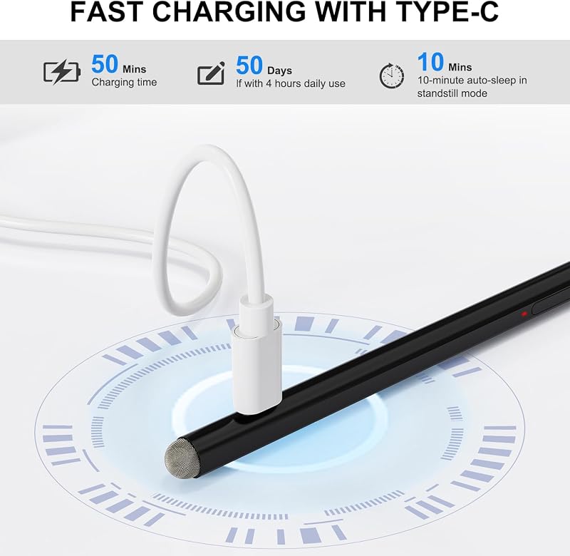 KOKABI Stylus Toll Microsoft Surface Készülékekhez - 1024 Nyomásérzékenységi Szint, Radír Funkcióval, Dupla Mágnessel, USB-C Gyorstöltéssel