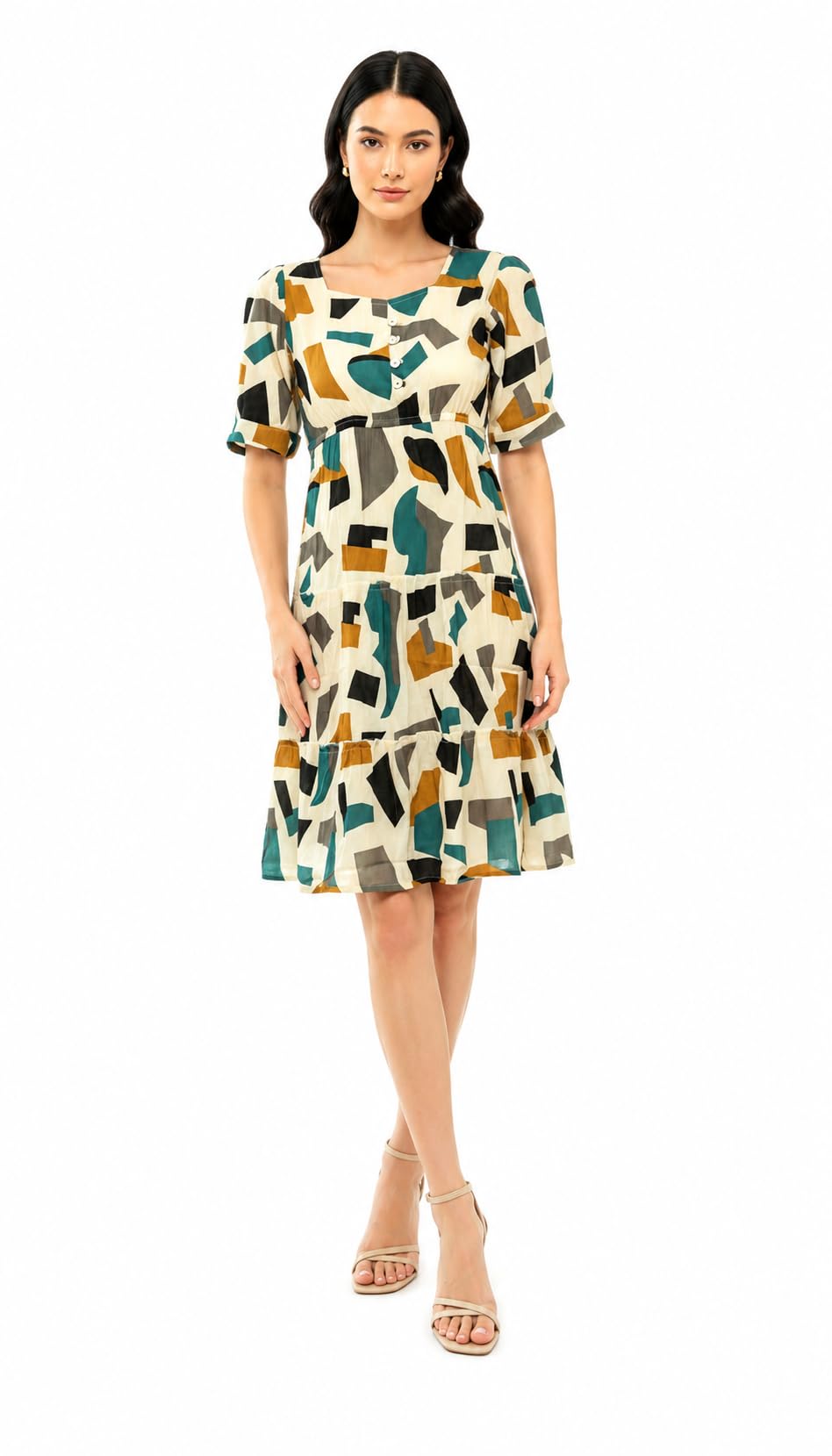 Women's Abstract Print Dress-image-18