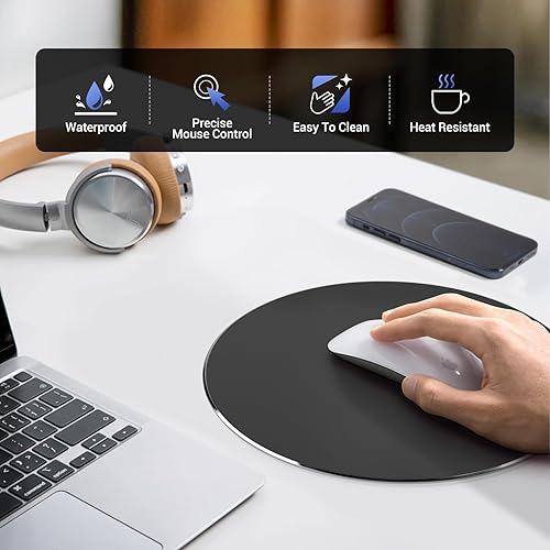Miniatura 8 de Alfombrilla de mouse de aluminio de metal, para oficina y juegos, delgada y rígida de doble cara, impermeable, control rápido y preciso, alfombrilla