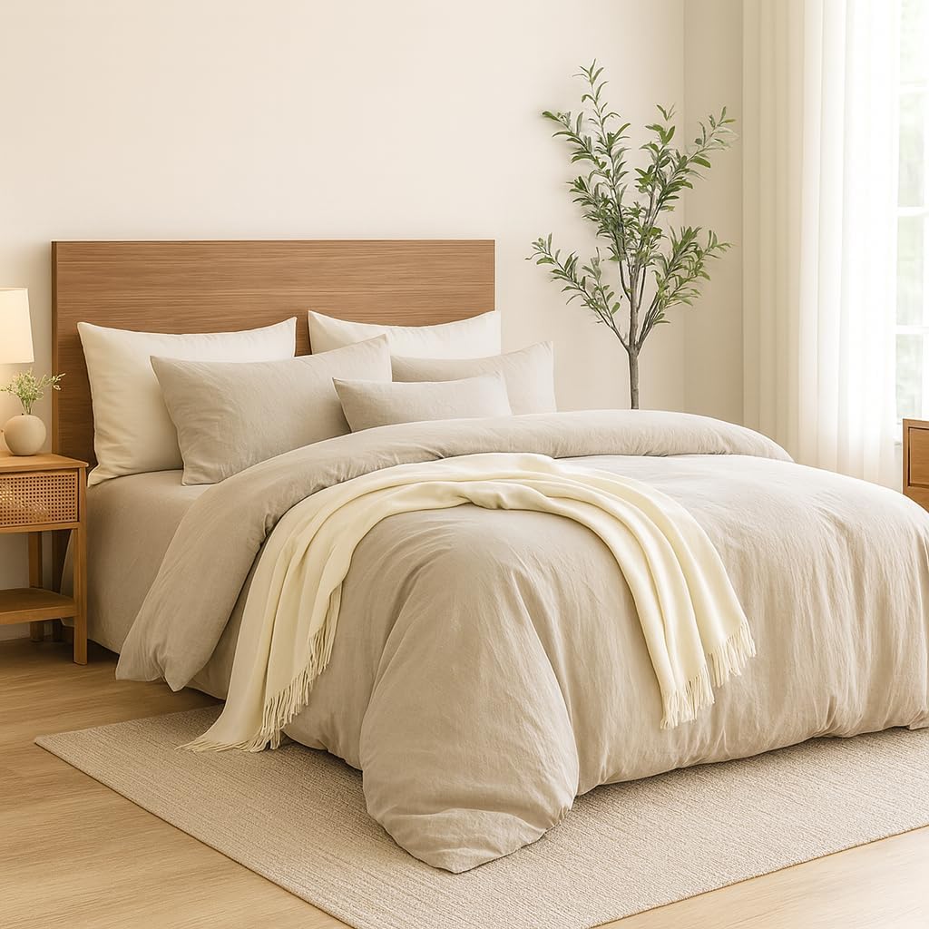 Luxury Microfiber Duvet Cover Set Linen for Full Size Beds – 3 Pieces Bedding Set with Soft Pillowcases, Breathable Comforter Cover for Home & Hotel Use, Machine Washable All Seasons Bedding Set