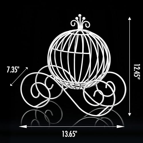 Miniatura 2 de Andersons - Centro de mesa de entrenador de Cenicienta de alambre blanco, elegante cuento de hadas, boda, despedida de soltera, graduación,