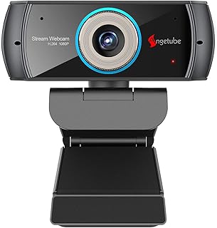 Angetube 1080P HD Webcam with Microphone, USB PC Streaming Web Camera Widescreen for Video Calling and Recording Supports …