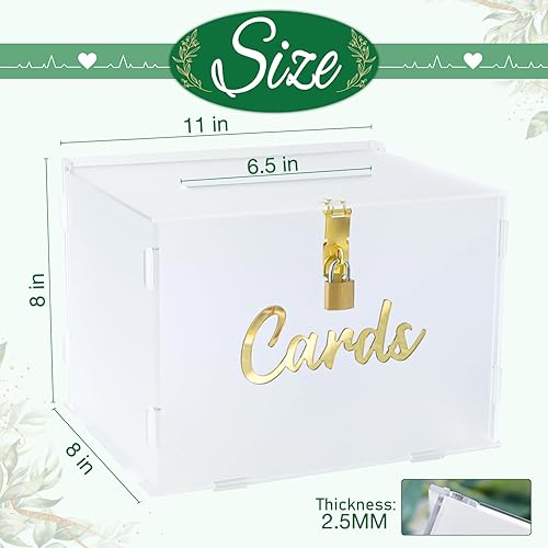 Miniatura 2 de Caja de tarjetas de boda de acrílico esmerilado OurWarm con cerradura, caja de regalo de bricolaje para recepción de boda con luz de cuerda y