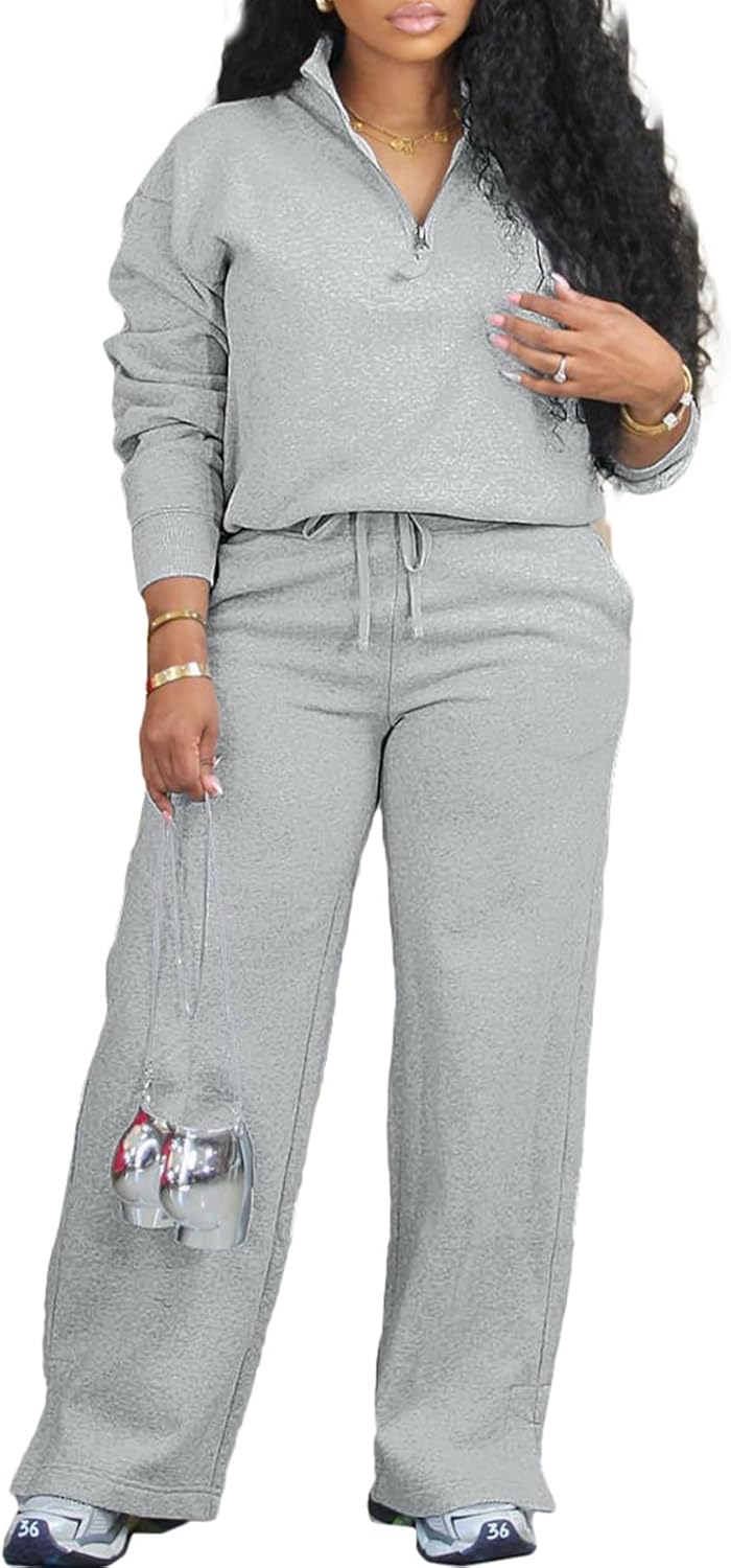 Tbahhir Womens Tracksuits 2 Piece Outfits Lounge Sets Long Sleeve Pullovers and Joggers Pants with Pockets