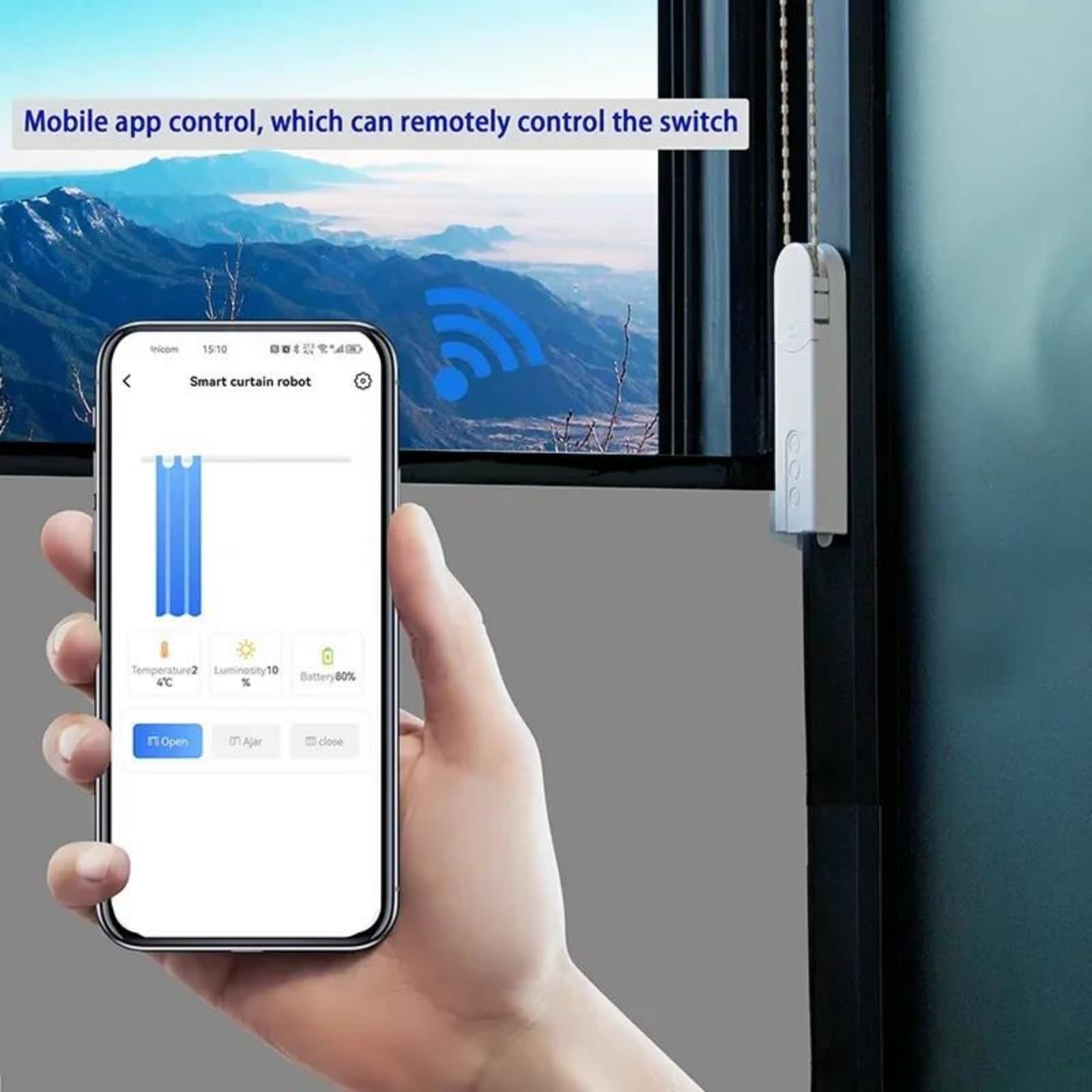 Motor para persianas TuyaSmart, Control por Voz, Mecanismo automático para persianas enrollables y Cortinas elevables, con opción de Carga Mediante Panel Solar.