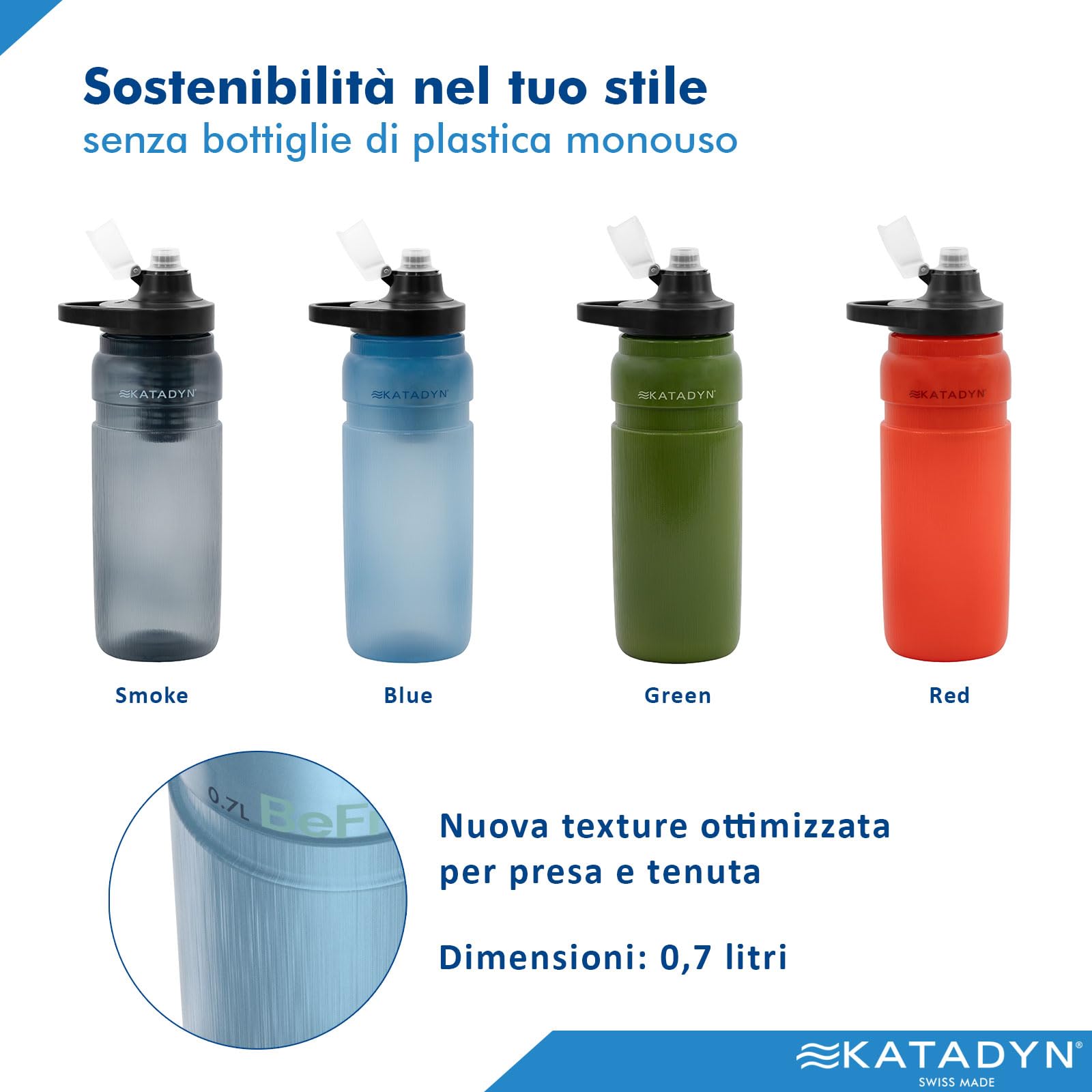 Katadyn BeFree AC Bottle 0,7 l, filtro dell'acqua per esterni, ultraleggero, fibra cava e carbone attivo, campeggio, trekking, viaggi, filtrazione dell'acqua portatile, senza BPA (rosso)