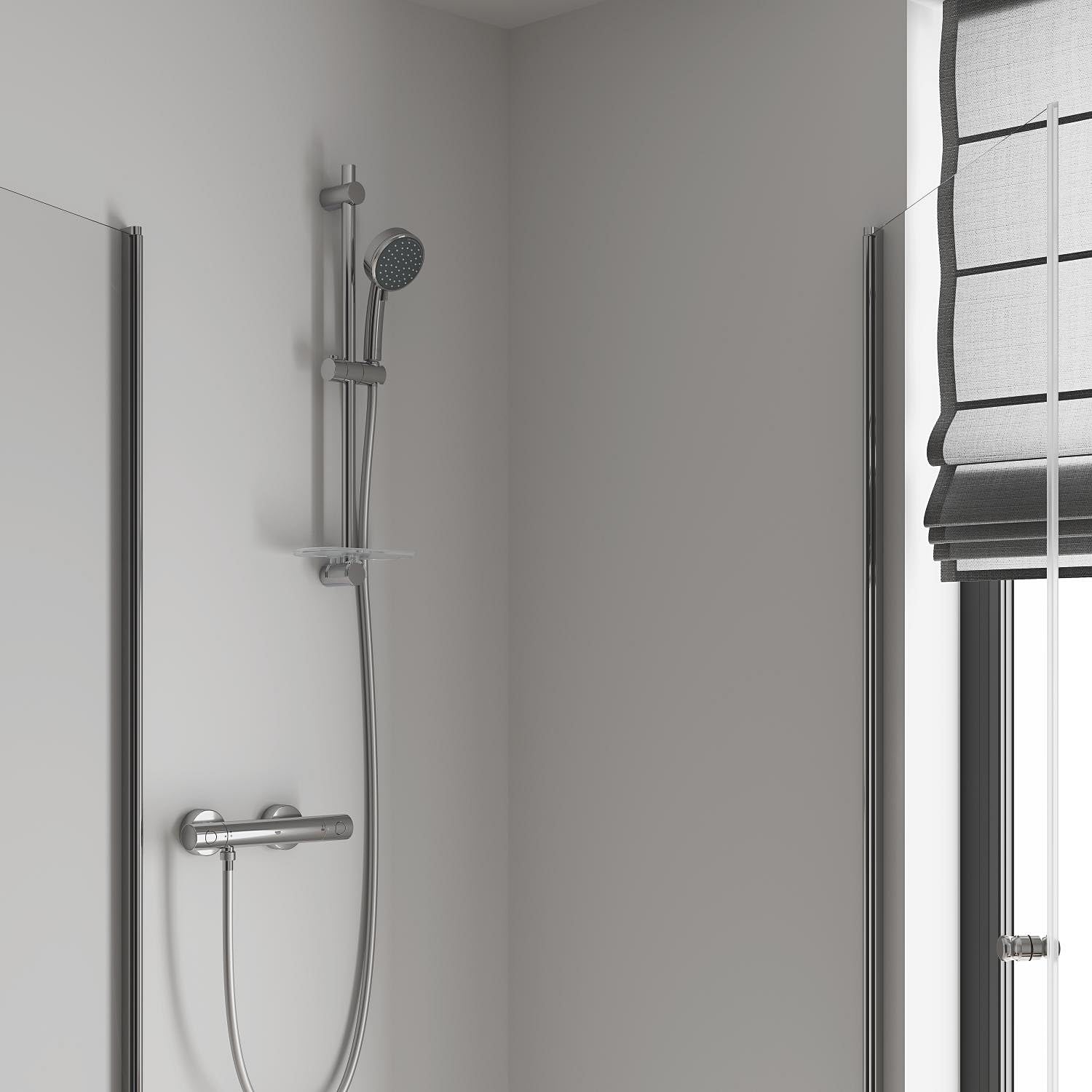 GROHE Mitigeur thermostatique douche Precision Get, montage mural, indicateur de température, filtres intégrés, poignées métalliques, rosaces incluses, chromé, 34773000 (Import Allemagne)