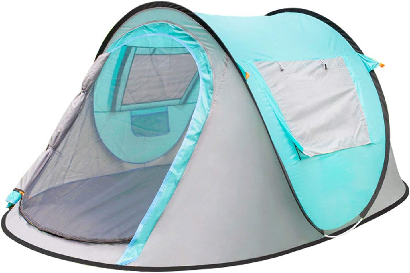 Person Pop Up Camping Tents, Automatic Portable Family Tent with Two Windows and Two Doors, Single Layer Waterproof Easy Setup Outdoor Dome Tent for Picnic, Hiking, Fishing,Blue